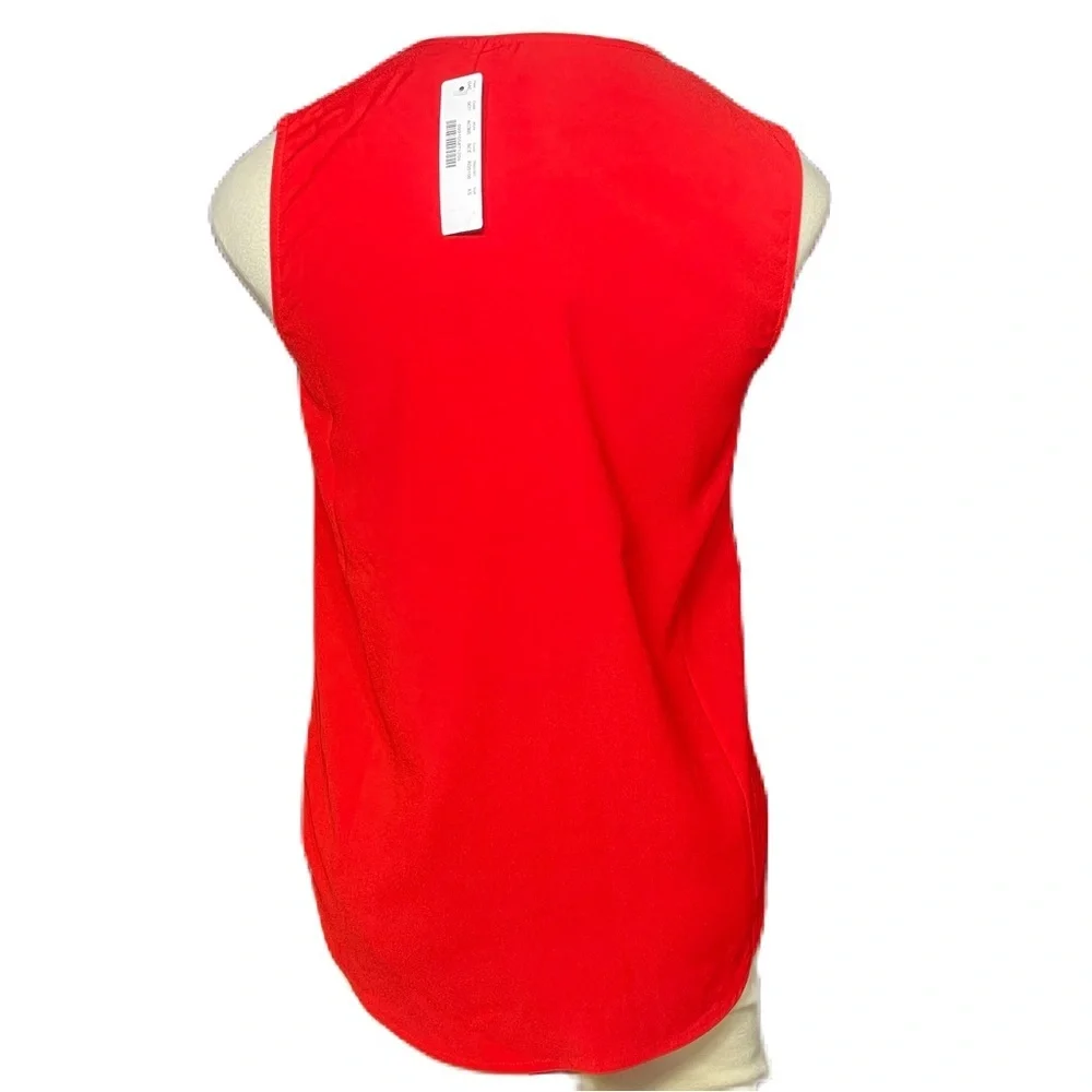 J. Crew Red Sleeveless Ruffle V-Neck Blouse